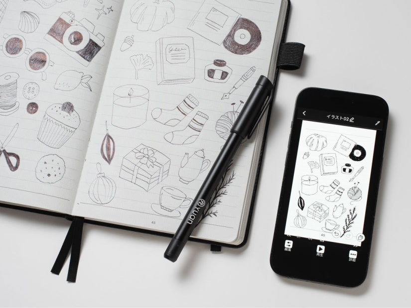 書いたイラストがスマホに映し出されている